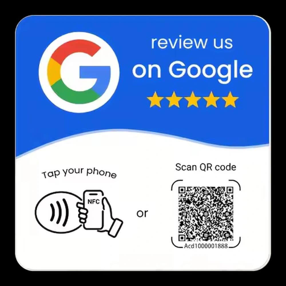 Blue Tap2Rate Square with NFC tap and QR review prompts